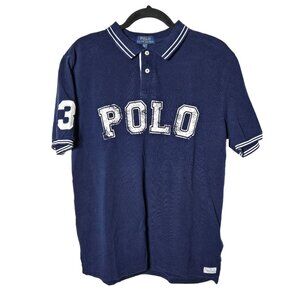 Polo Ralph Lauren Boys Navy Blue Spell Out Short Sleeve Polo Size XLarge Preppy